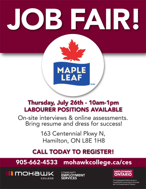 MapleLeafJobFairJuly26 Employment Hamilton
